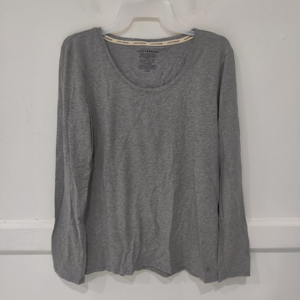 NWoT Lucky Brand Women Long Sleeve Lounge Crew Neck Top Gray Size XL $50 2D215